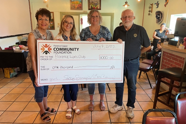 Florence Lions Club Receives Support from Florence Copper Community Foundation